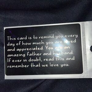 Wallet card with sentimental verse